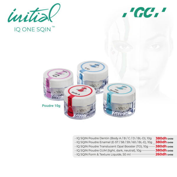 Initial IQ ONE SQIN Système céramique en couleur Poudre 10g